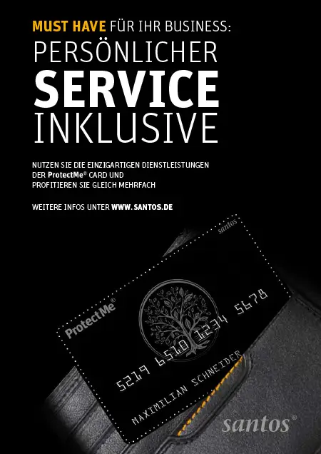 Logo von Santos Nutzen Sie die einzigartigen Dienstleistungen der ProtectMe Card.